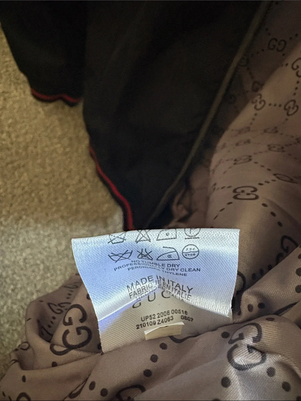 Gucci Black Bomber Jacket with Red Trim